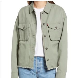 Levi green denim cropped jacket